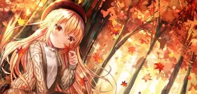 Blonde girl in autumn scenery