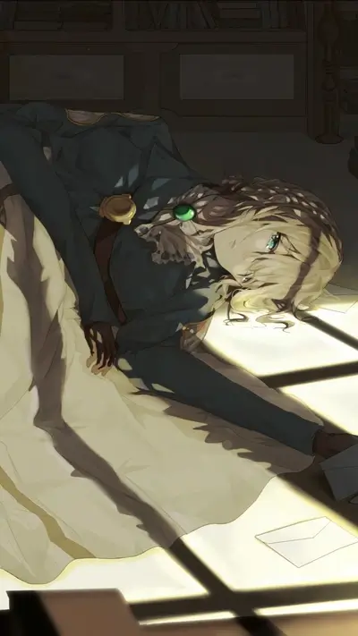 Blonde girl lying on a bright white floor