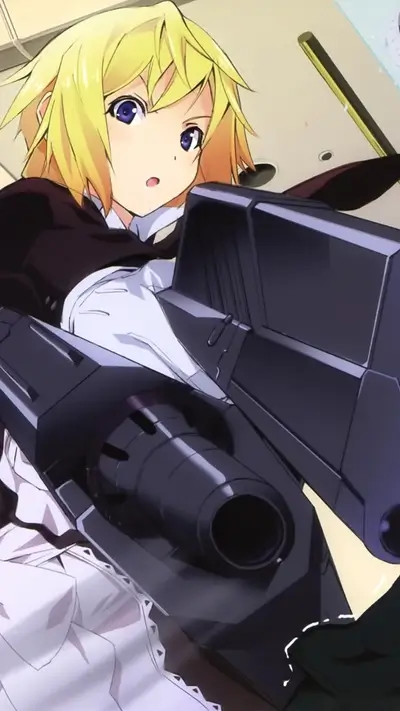 Blonde girl with a large gun