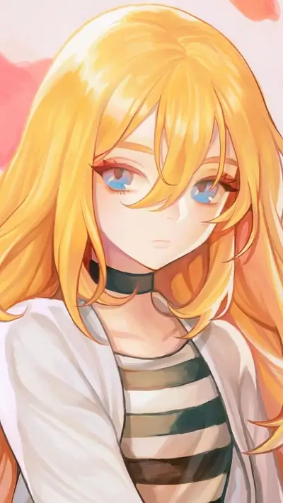 Blonde girl with light blue eyes