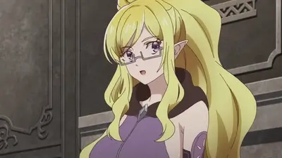 Blonde-haired elf girl wearing glasses and looking surprised