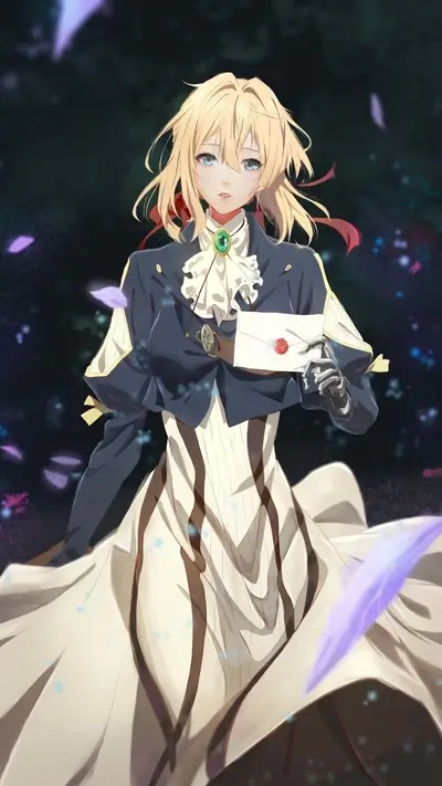 Blonde woman holding a letter with a wax seal, fantasy setting
