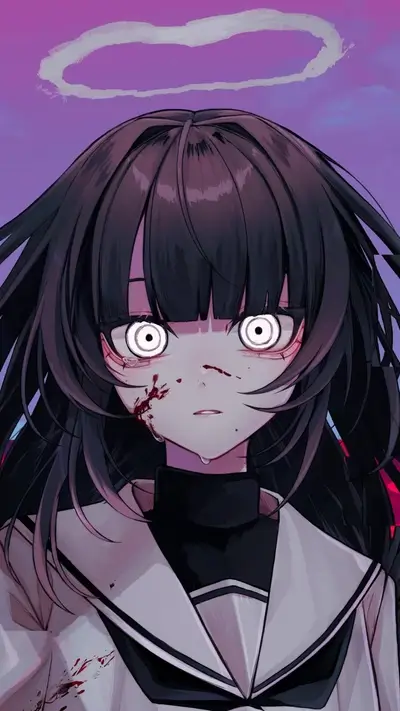 Bloody anime girl with a halo