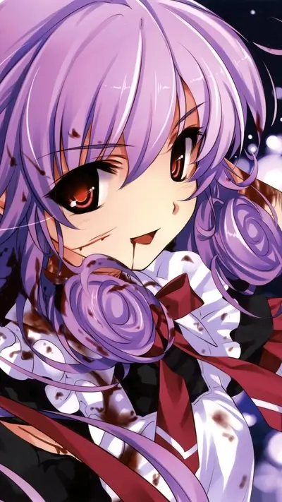 Bloody anime girl with purple hair
