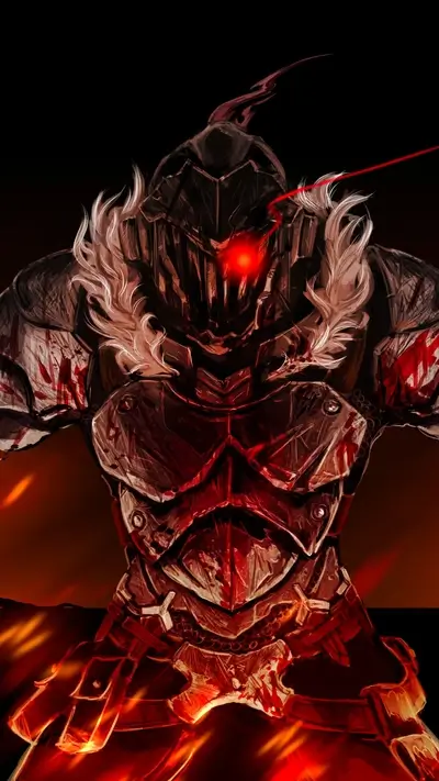 Bloody Goblin Slayer in fiery battle