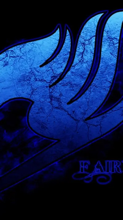 Blue Fairy Tail guild mark on a dark background