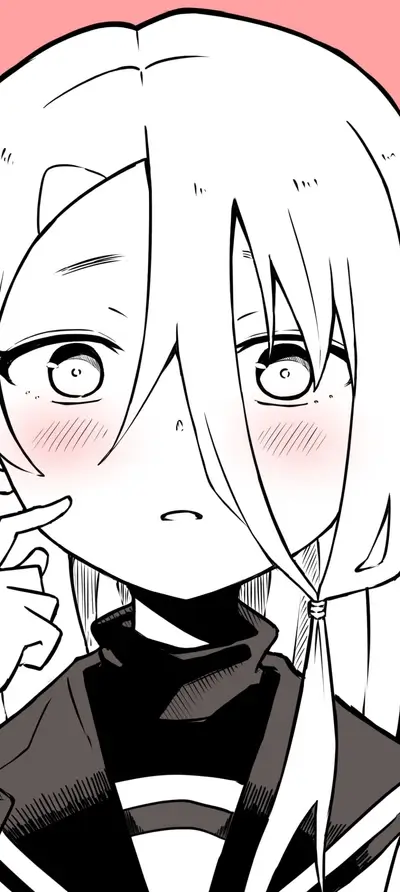 Blushing girl with long hair