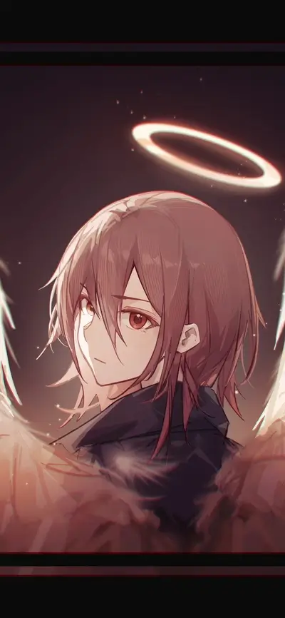 Brown-haired girl with halo and wings