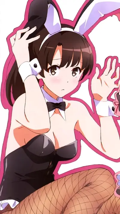 Bunny girl in a black and white outfit