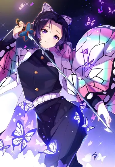 Butterfly-winged girl holding a sword