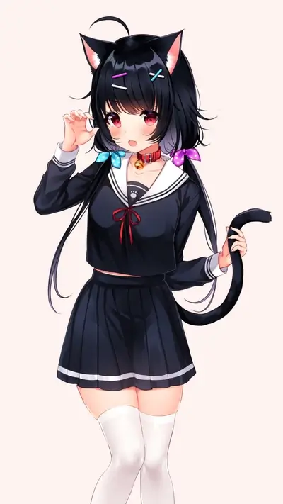 Cat girl in school uniform