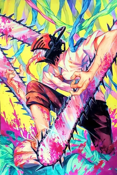 Chainsaw Man character wielding dual chainsaws