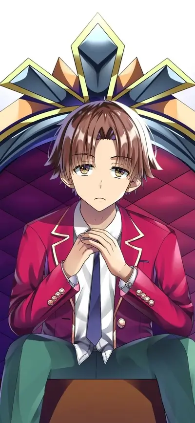 Character from anime sitting in a fancy chair