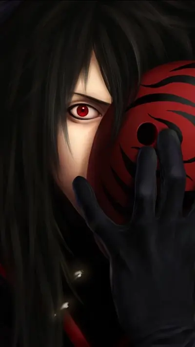 Character is partially obscured by a mask, revealing red eye and black gloves