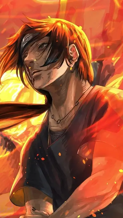 Character portrait with fiery background