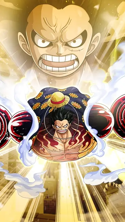 Character transformation in burst of power, determined face, sun hat and fire