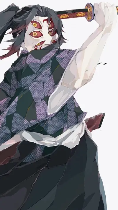 Character with multiple eyes on their face swinging a sword