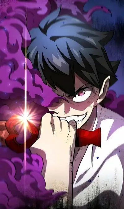 Character with ominous energy, holding a heart with light