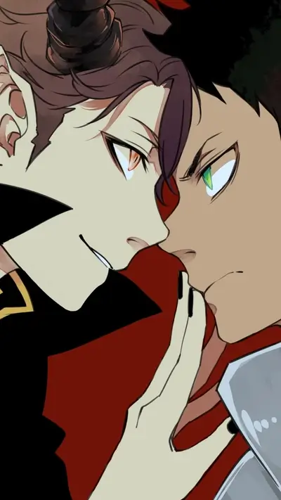 Characters stare intensely, close to faces.