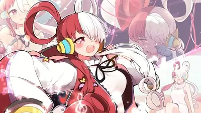 Cheerful anime girl with heterochromia, cute expression