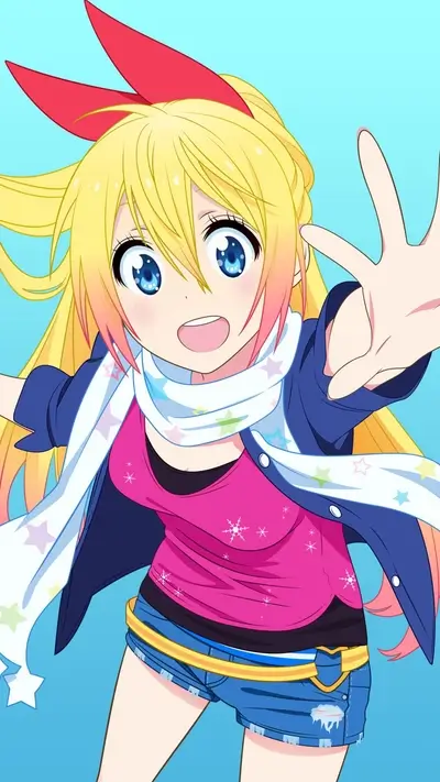 Cheerful girl, bright clothing, dynamic pose