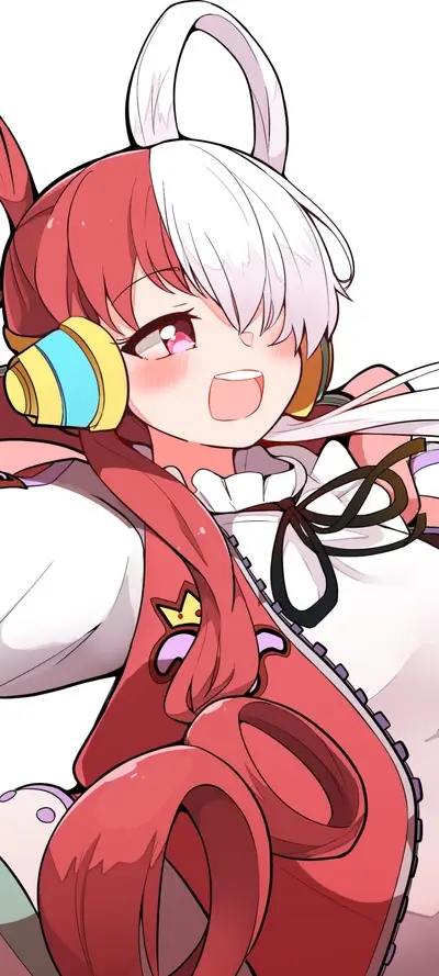 Cheerful girl with unique hairstyle and clothing