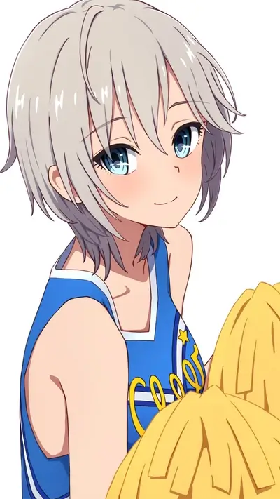 Cheerleader girl with pom-poms