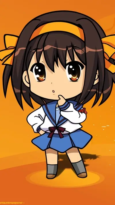 Chibi-style girl with orange ribbon