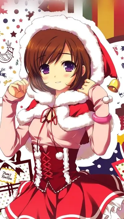 Christmas girl in a red and white dress