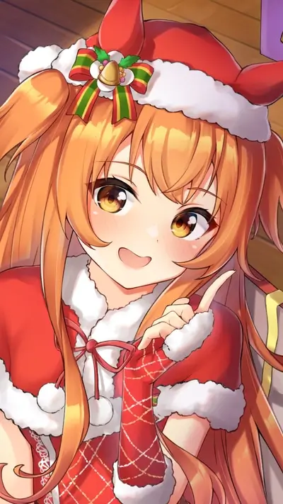 Christmas girl in red and white outfit