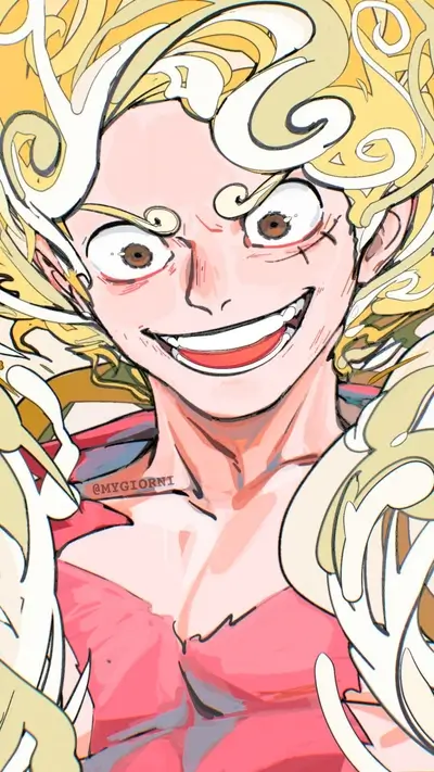 Close-up illustration of a character with vibrant, swirling hair