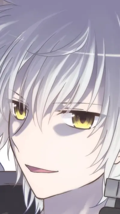 Close-up of a character's face, sharp eyes, smirk
