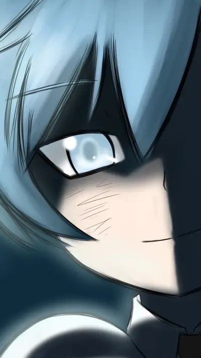 Close-up of a character's face, showcasing a determined expression