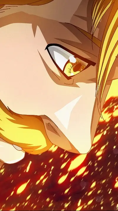 Close-up of a character's intense gaze