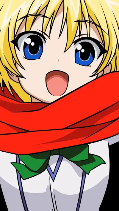 Close-up of a cheerful anime girl