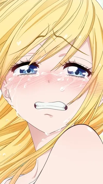 Close-up of a crying anime girl
