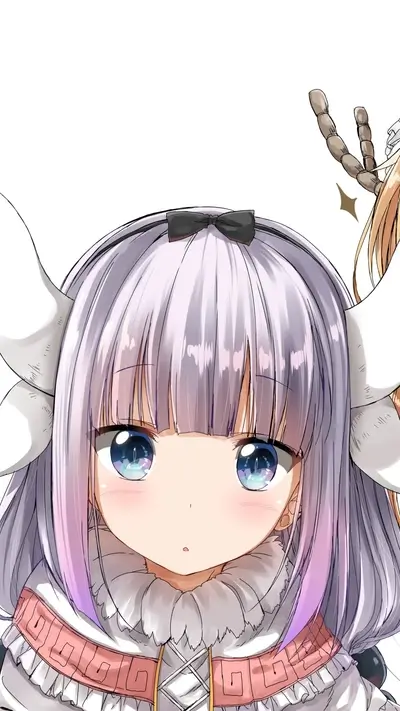 Close-up of a cute anime girl with lavender hair