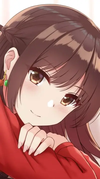 Close-up of a cute girl with brown hair