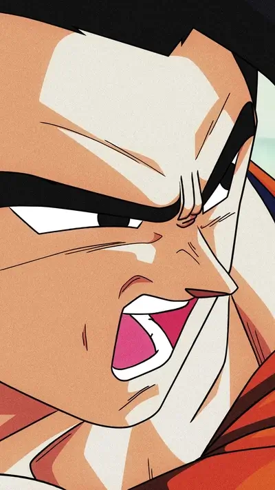 Close-up of a determined character's face