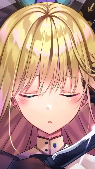 Close-up of a girl with blonde hair and closed eyes