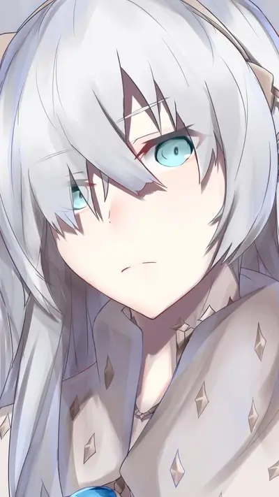 Close-up of a girl with long white hair