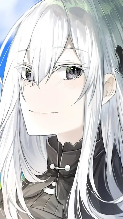 Close-up of a girl with long white hair