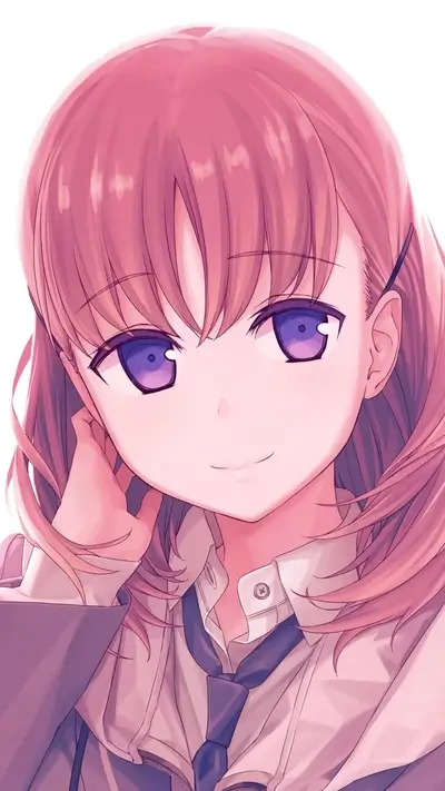 Close-up of a girl with pink hair