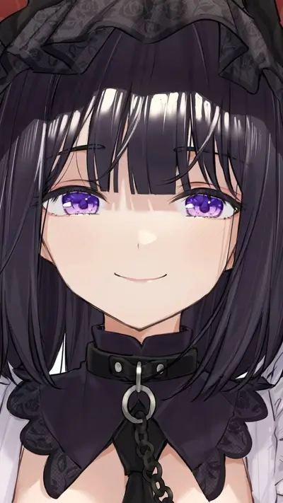Close-up of a girl with purple eyes