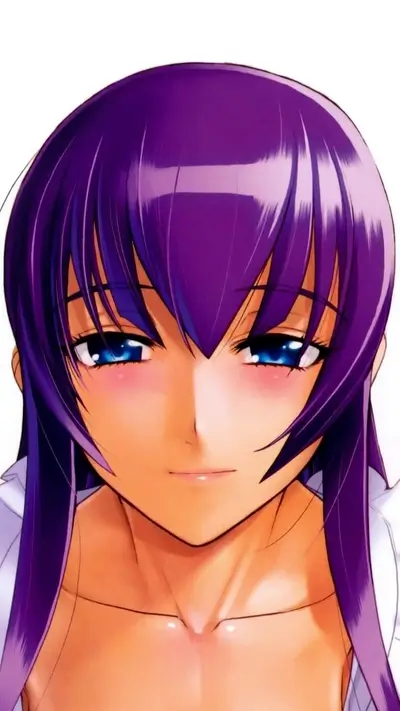Close-up of a girl with purple hair