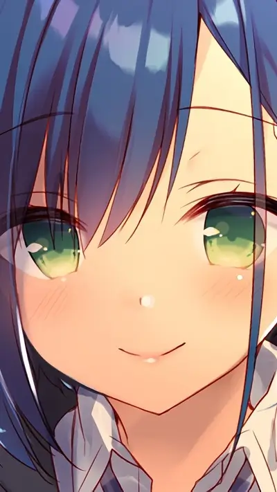 Close-up of a girl's face, smiling softly