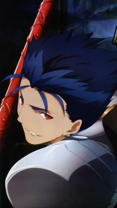 Close-up of a male character, red weapon in the background