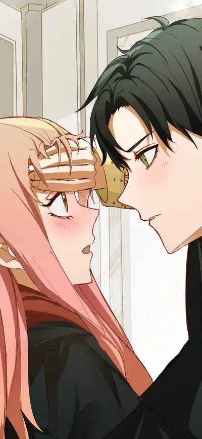 Close-up of a romantic anime couple