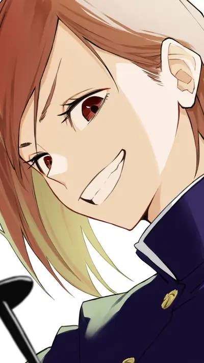 Close-up of a smiling character