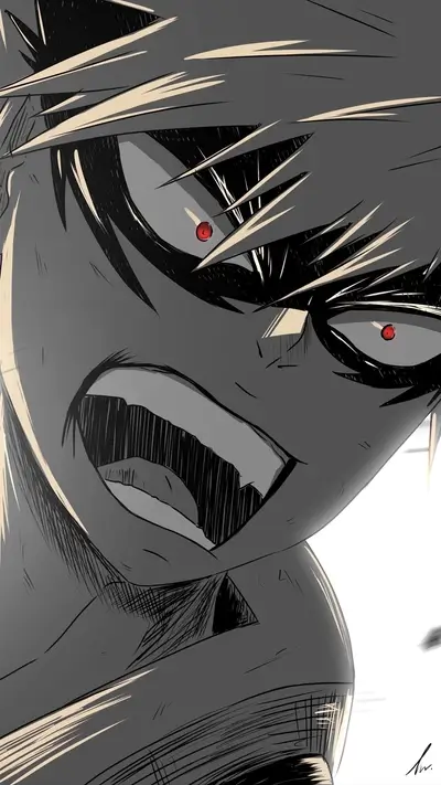 Close-up of an angry character